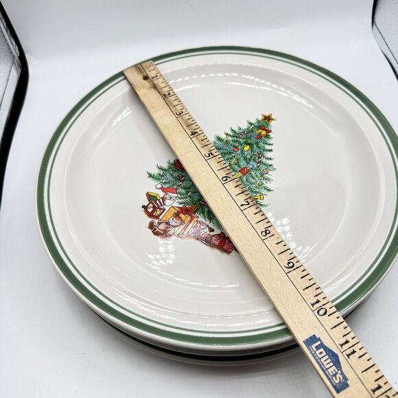 4 Vintage Christmas Tree Coffee Plate 10” Anchor Hocking Stoneware Holiday Magic - Picture 6 of 7